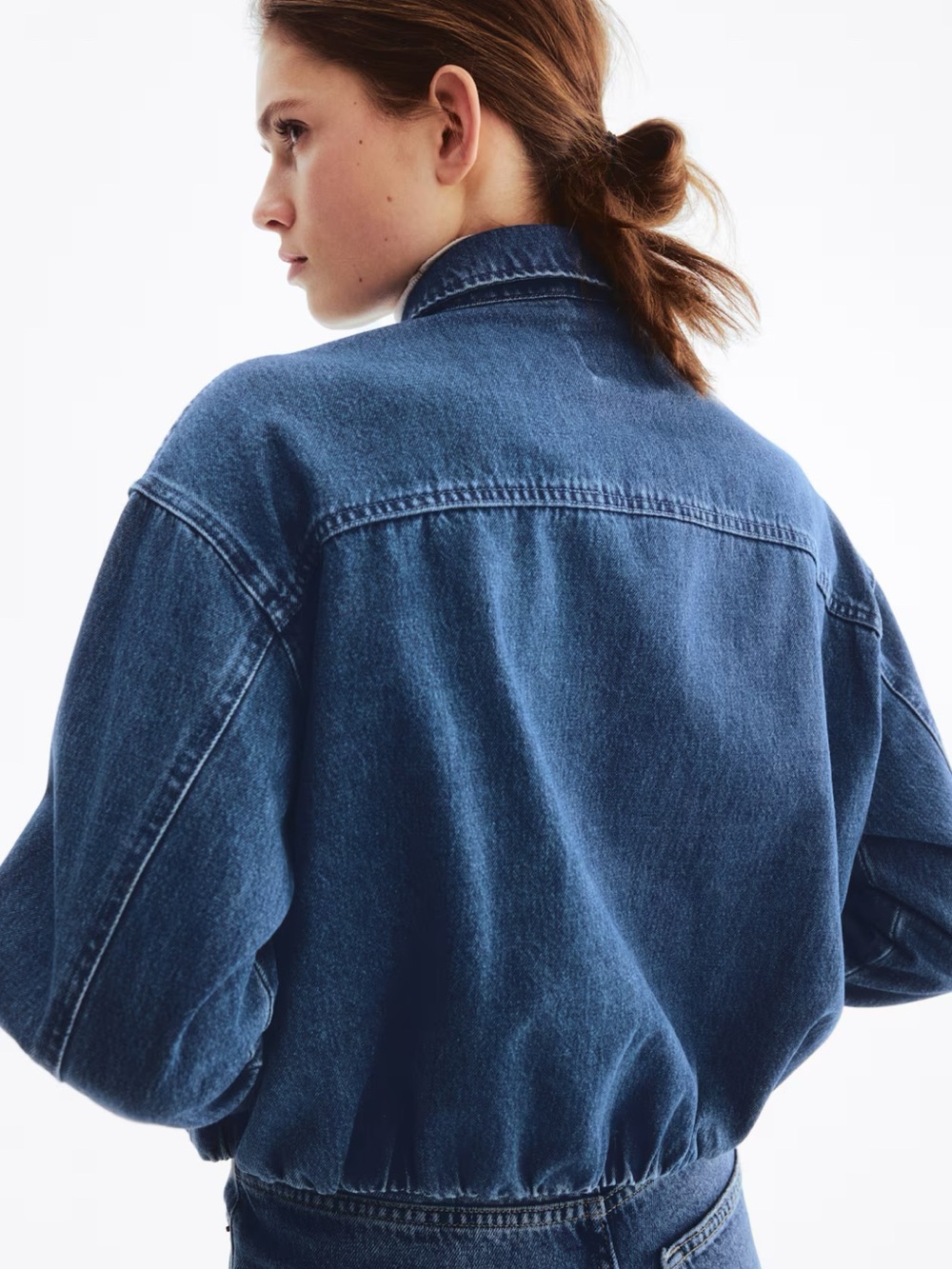 H&M Dark Blue Denim Zip Jacket - Women's - Picture 3 of 6